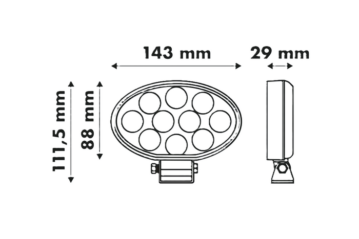 LED darbo žibintas su reflektoriumi LAYTZ LY7401 40xLED 4000lm ovalus