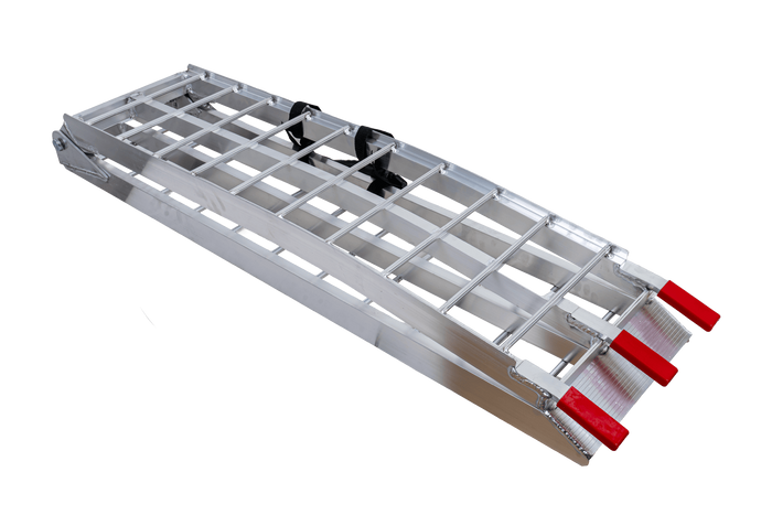 UNITRAILER ALR002 sulankstomos rampos, aliuminio rampos priekaboms, 221 cm, 680 kg, su diržu, 2 vnt. komplektas