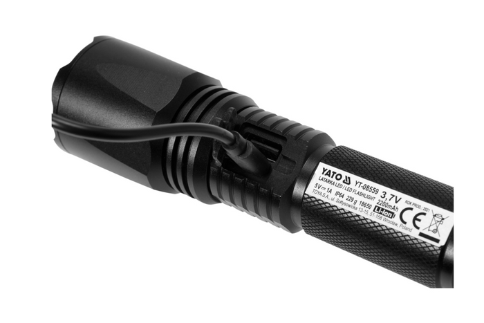 YATO YT-08559 LED 900lm daugiafunkcis žibintuvėlis, išorinė baterija, butelių atidarytuvas, avarinis plaktukas